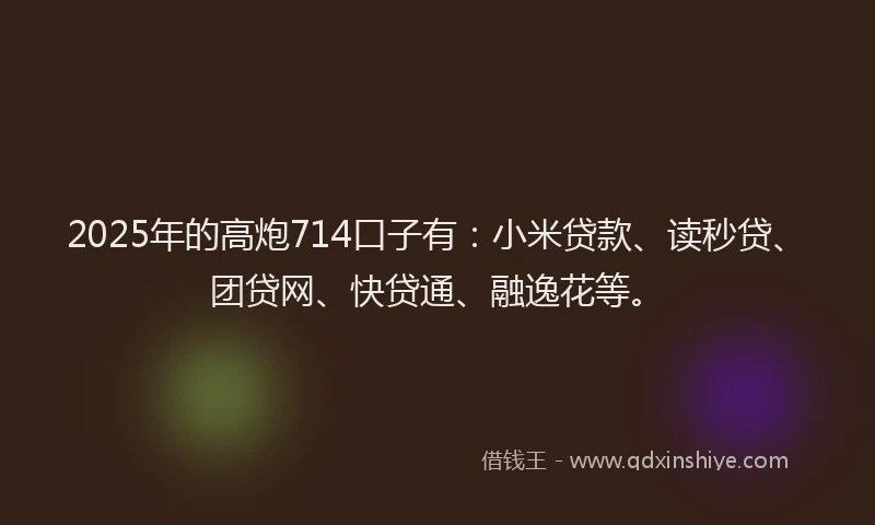 2025年的高炮714口子有：小米贷款、读秒贷、团贷网、快贷通、融逸花等。