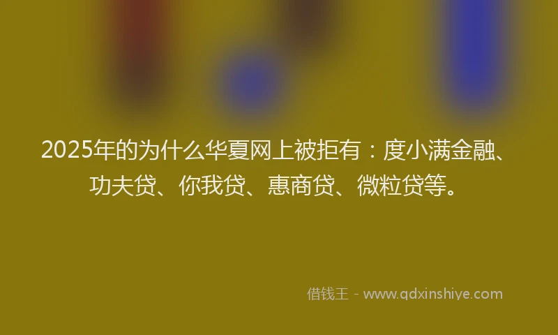 2025年的为什么华夏网上被拒有：度小满金融、功夫贷、你我贷、惠商贷、微粒贷等。