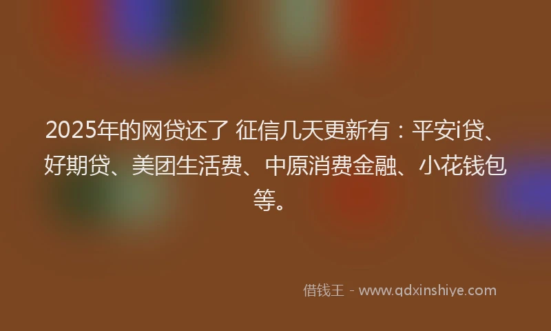 2025年的网贷还了 征信几天更新有：平安i贷、好期贷、美团生活费、中原消费金融、小花钱包等。