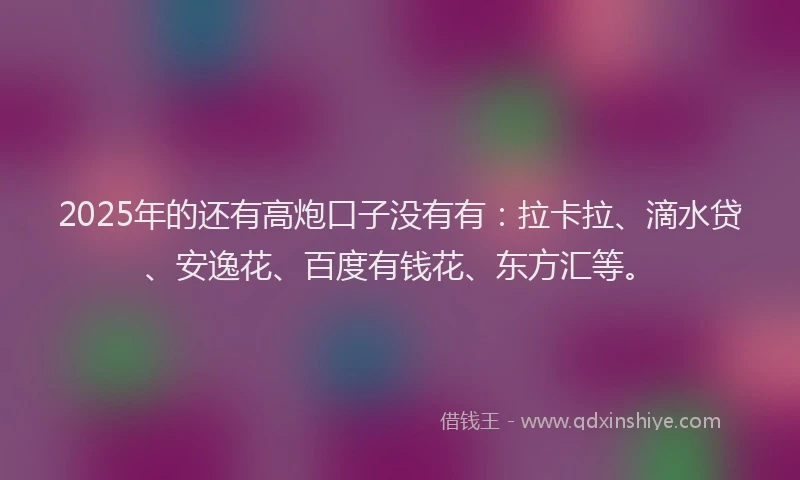 2025年的还有高炮口子没有有：拉卡拉、滴水贷、安逸花、百度有钱花、东方汇等。