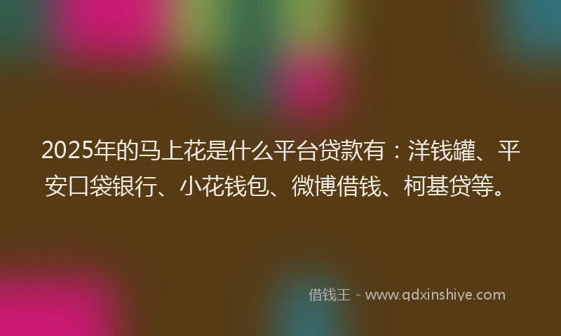 2025年的马上花是什么平台贷款有：洋钱罐、平安口袋银行、小花钱包、微博借钱、柯基贷等。