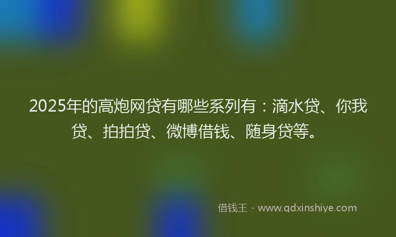 2025年的高炮网贷有哪些系列有：滴水贷、你我贷、拍拍贷、微博借钱、随身贷等。