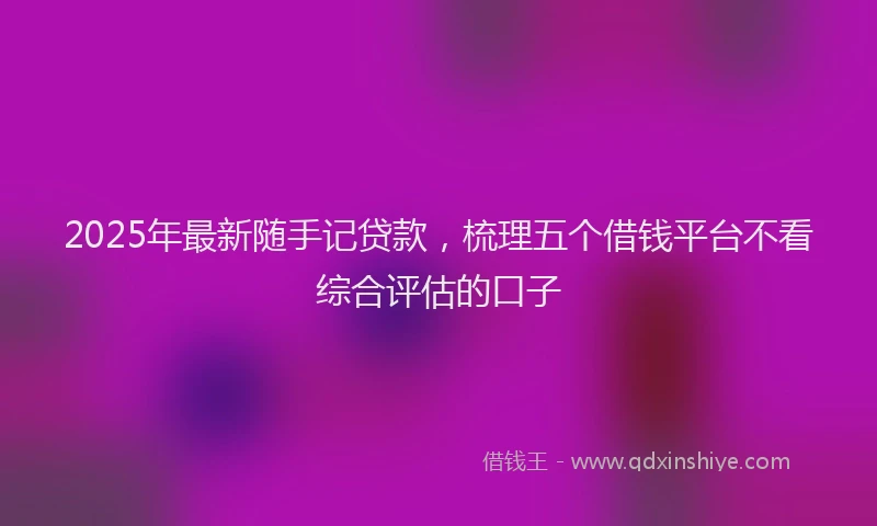 2025年最新随手记贷款，梳理五个借钱平台不看综合评估的口子