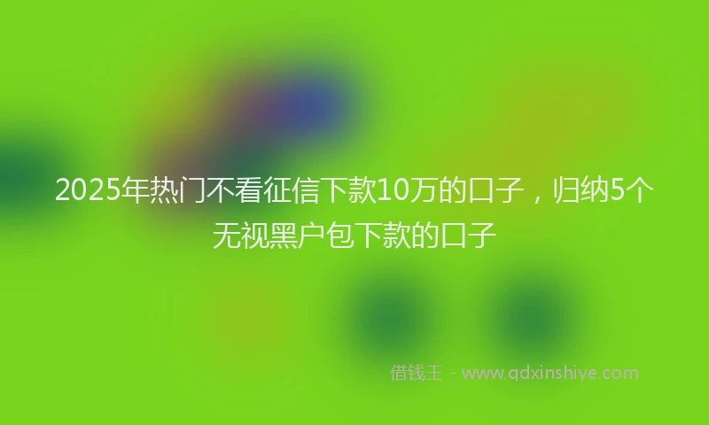 2025年热门不看征信下款10万的口子，归纳5个无视黑户包下款的口子