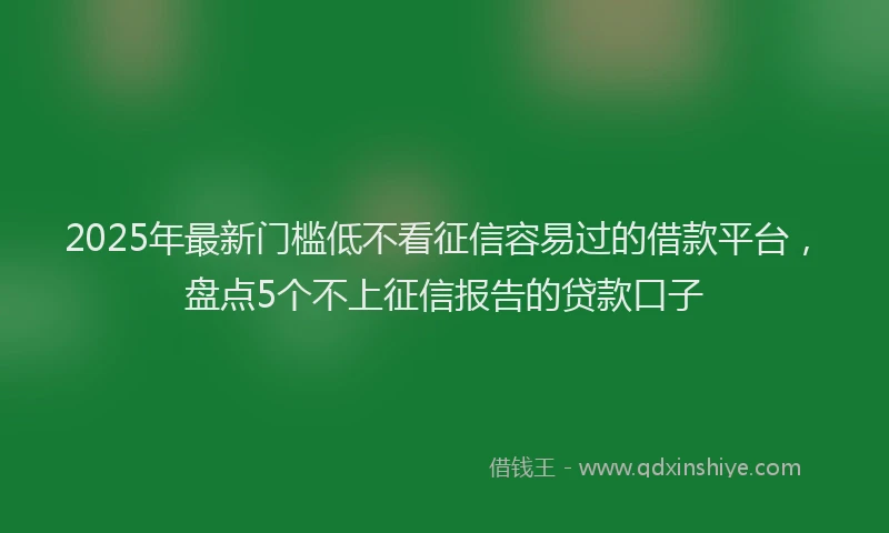 2025年最新门槛低不看征信容易过的借款平台，盘点5个不上征信报告的贷款口子