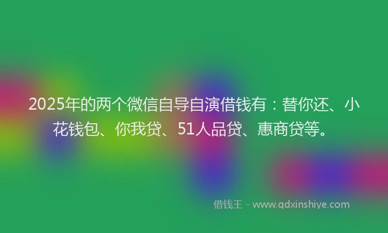 2025年的两个微信自导自演借钱有：替你还、小花钱包、你我贷、51人品贷、惠商贷等。
