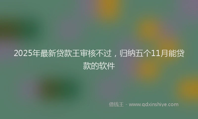 2025年最新贷款王审核不过，归纳五个11月能贷款的软件