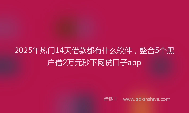 2025年热门14天借款都有什么软件，整合5个黑户借2万元秒下网贷口子app
