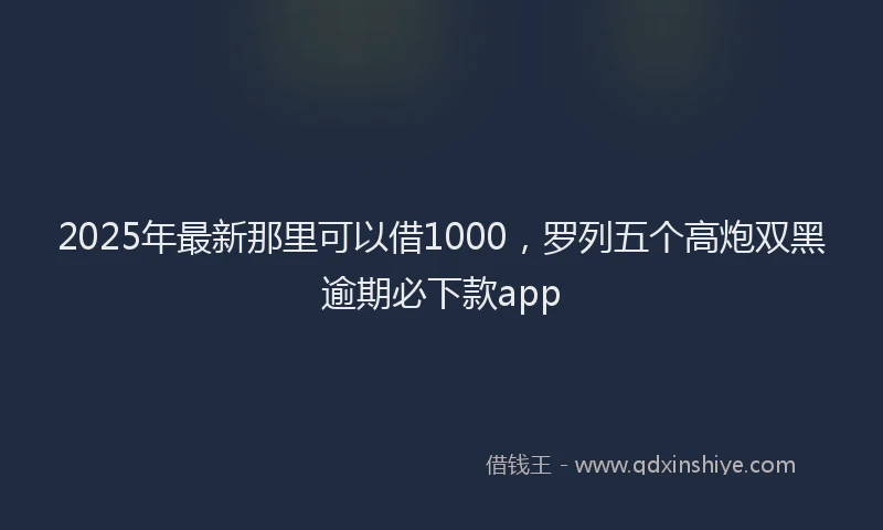 2025年最新那里可以借1000，罗列五个高炮双黑逾期必下款app