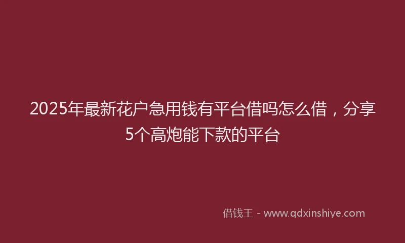 2025年最新花户急用钱有平台借吗怎么借，分享5个高炮能下款的平台