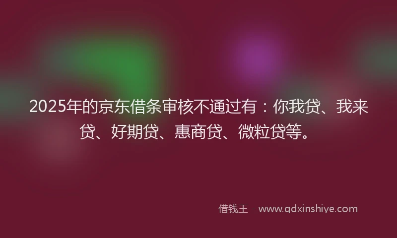 2025年的京东借条审核不通过有：你我贷、我来贷、好期贷、惠商贷、微粒贷等。