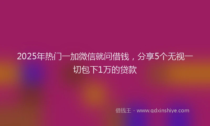 2025年热门一加微信就问借钱，分享5个无视一切包下1万的贷款
