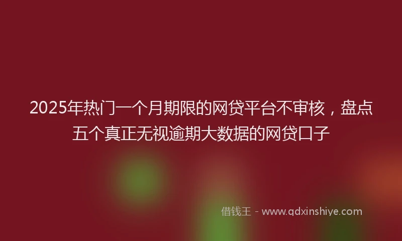 2025年热门一个月期限的网贷平台不审核，盘点五个真正无视逾期大数据的网贷口子