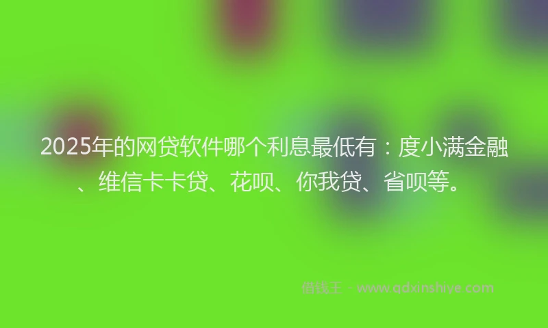 2025年的网贷软件哪个利息最低有：度小满金融、维信卡卡贷、花呗、你我贷、省呗等。