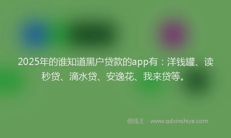 2025年的谁知道黑户贷款的app有：洋钱罐、读秒贷、滴水贷、安逸花、我来贷等。