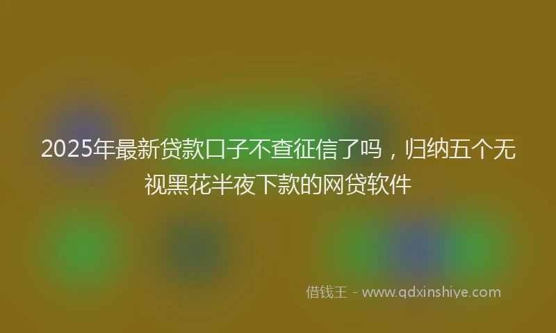 2025年最新贷款口子不查征信了吗，归纳五个无视黑花半夜下款的网贷软件