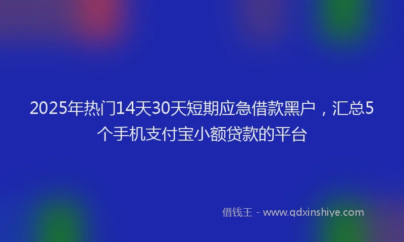 2025年热门14天30天短期应急借款黑户，汇总5个手机支付宝小额贷款的平台