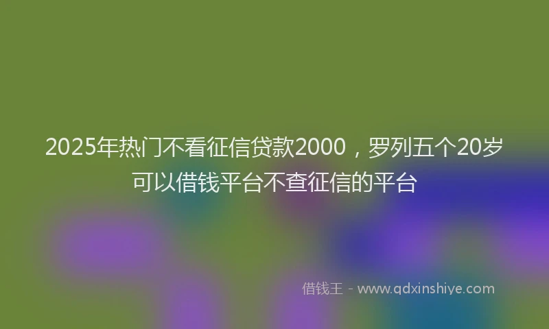 2025年热门不看征信贷款2000，罗列五个20岁可以借钱平台不查征信的平台