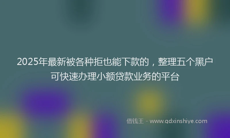 2025年最新被各种拒也能下款的，整理五个黑户可快速办理小额贷款业务的平台