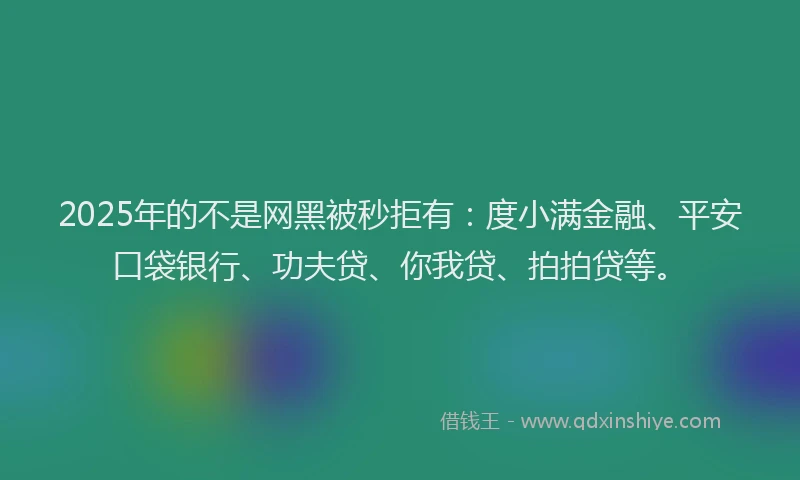 2025年的不是网黑被秒拒有：度小满金融、平安口袋银行、功夫贷、你我贷、拍拍贷等。