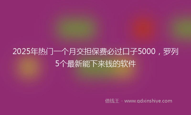 2025年热门一个月交担保费必过口子5000，罗列5个最新能下来钱的软件