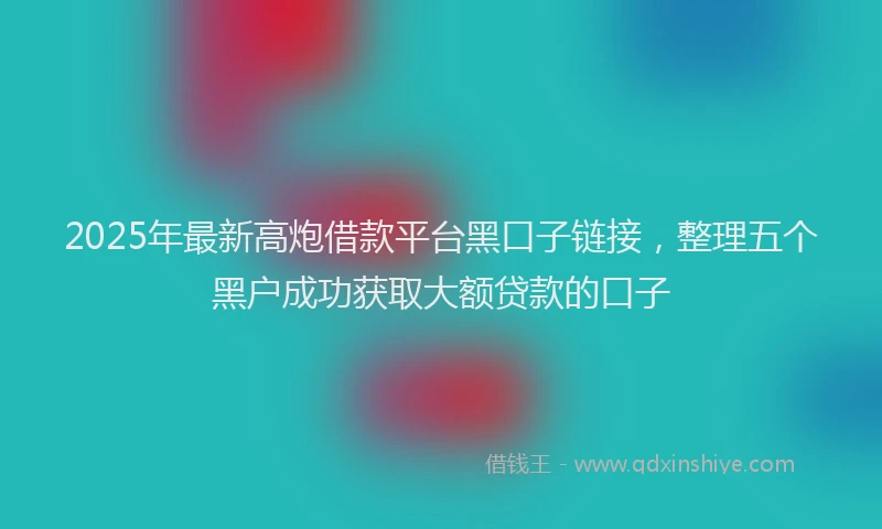2025年最新高炮借款平台黑口子链接，整理五个黑户成功获取大额贷款的口子