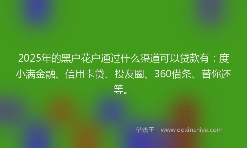 2025年的黑户花户通过什么渠道可以贷款有：度小满金融、信用卡贷、投友圈、360借条、替你还等。