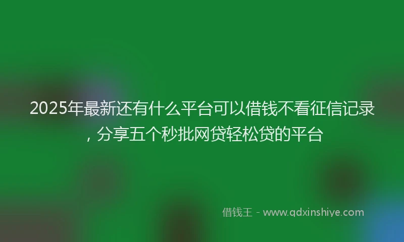 2025年最新还有什么平台可以借钱不看征信记录，分享五个秒批网贷轻松贷的平台