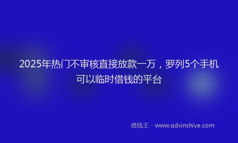2025年热门不审核直接放款一万，罗列5个手机可以临时借钱的平台