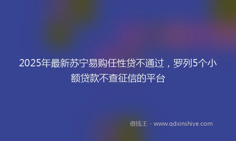 2025年最新苏宁易购任性贷不通过，罗列5个小额贷款不查征信的平台