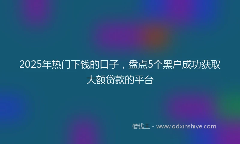 2025年热门下钱的口子，盘点5个黑户成功获取大额贷款的平台