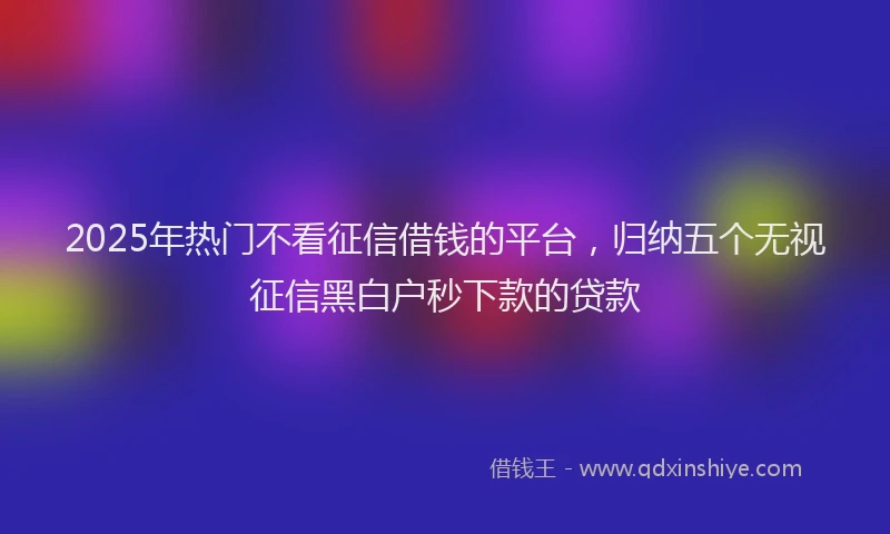 2025年热门不看征信借钱的平台，归纳五个无视征信黑白户秒下款的贷款