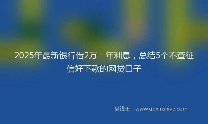2025年最新银行借2万一年利息，总结5个不查征信好下款的网贷口子