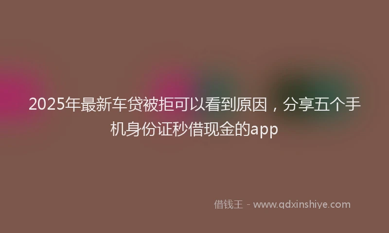 2025年最新车贷被拒可以看到原因，分享五个手机身份证秒借现金的app