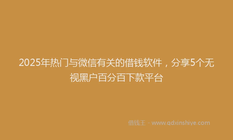 2025年热门与微信有关的借钱软件，分享5个无视黑户百分百下款平台