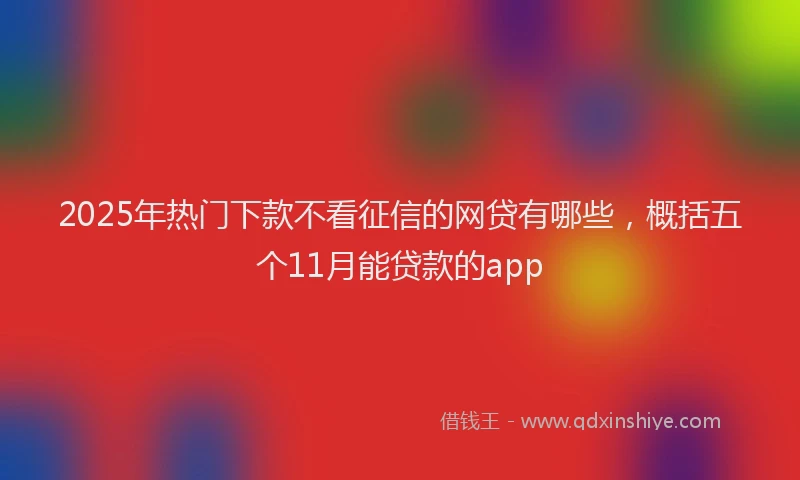 2025年热门下款不看征信的网贷有哪些，概括五个11月能贷款的app