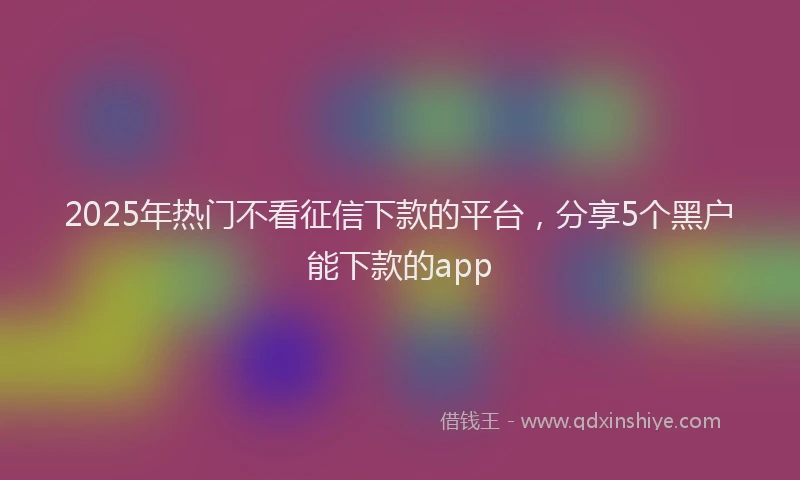 2025年热门不看征信下款的平台，分享5个黑户能下款的app