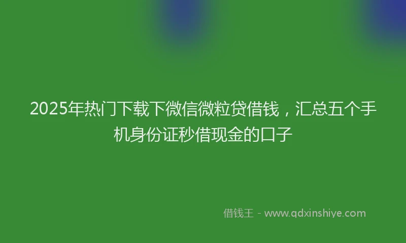 2025年热门下载下微信微粒贷借钱，汇总五个手机身份证秒借现金的口子