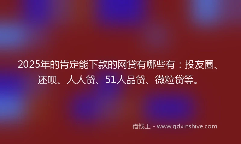 2025年的肯定能下款的网贷有哪些有：投友圈、还呗、人人贷、51人品贷、微粒贷等。