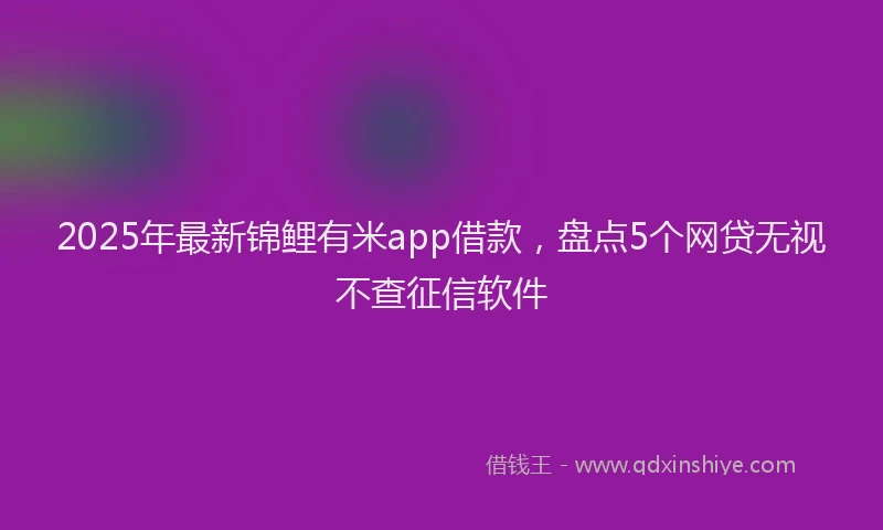 2025年最新锦鲤有米app借款，盘点5个网贷无视不查征信软件