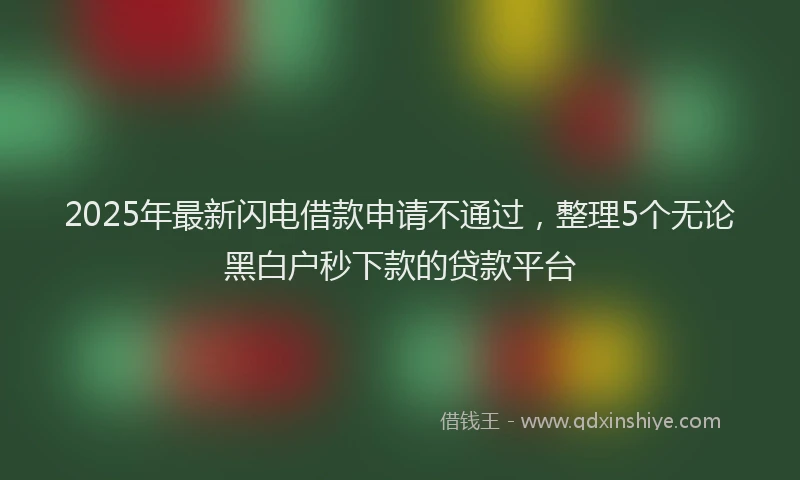 2025年最新闪电借款申请不通过，整理5个无论黑白户秒下款的贷款平台