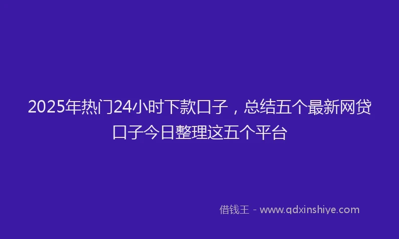 2025年热门24小时下款口子，总结五个最新网贷口子今日整理这五个平台