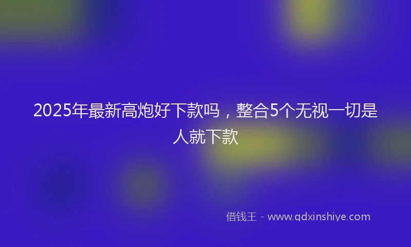 2025年最新高炮好下款吗，整合5个无视一切是人就下款