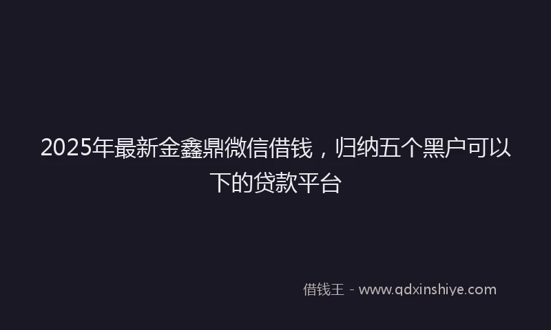 2025年最新金鑫鼎微信借钱，归纳五个黑户可以下的贷款平台