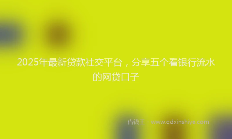 2025年最新贷款社交平台，分享五个看银行流水的网贷口子