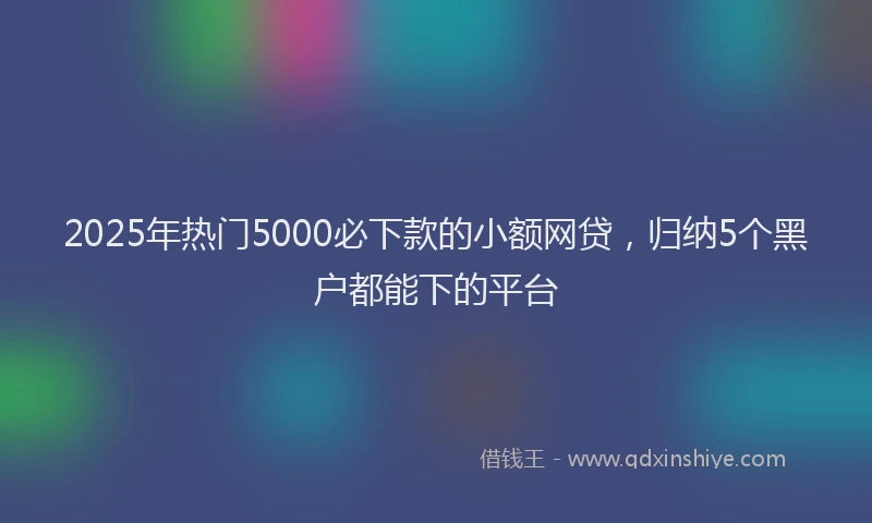 2025年热门5000必下款的小额网贷，归纳5个黑户都能下的平台