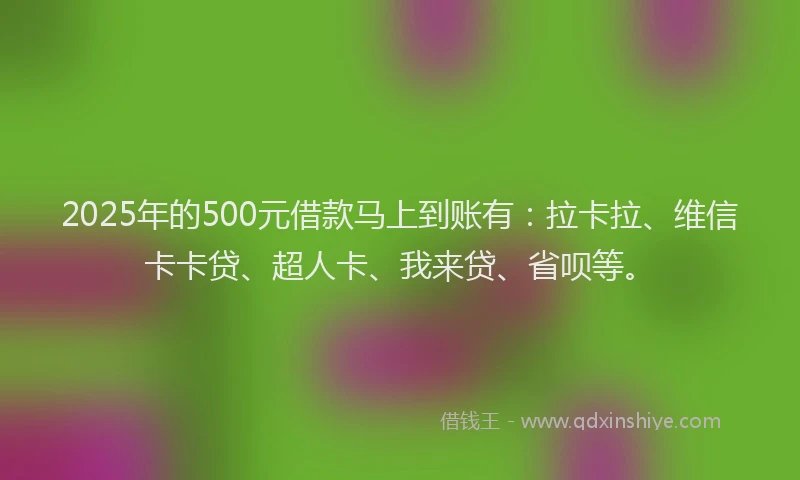 2025年的500元借款马上到账有：拉卡拉、维信卡卡贷、超人卡、我来贷、省呗等。