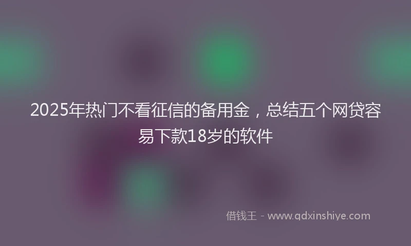 2025年热门不看征信的备用金，总结五个网贷容易下款18岁的软件