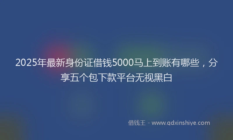 2025年最新身份证借钱5000马上到账有哪些，分享五个包下款平台无视黑白