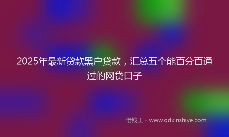 2025年最新贷款黑户贷款，汇总五个能百分百通过的网贷口子